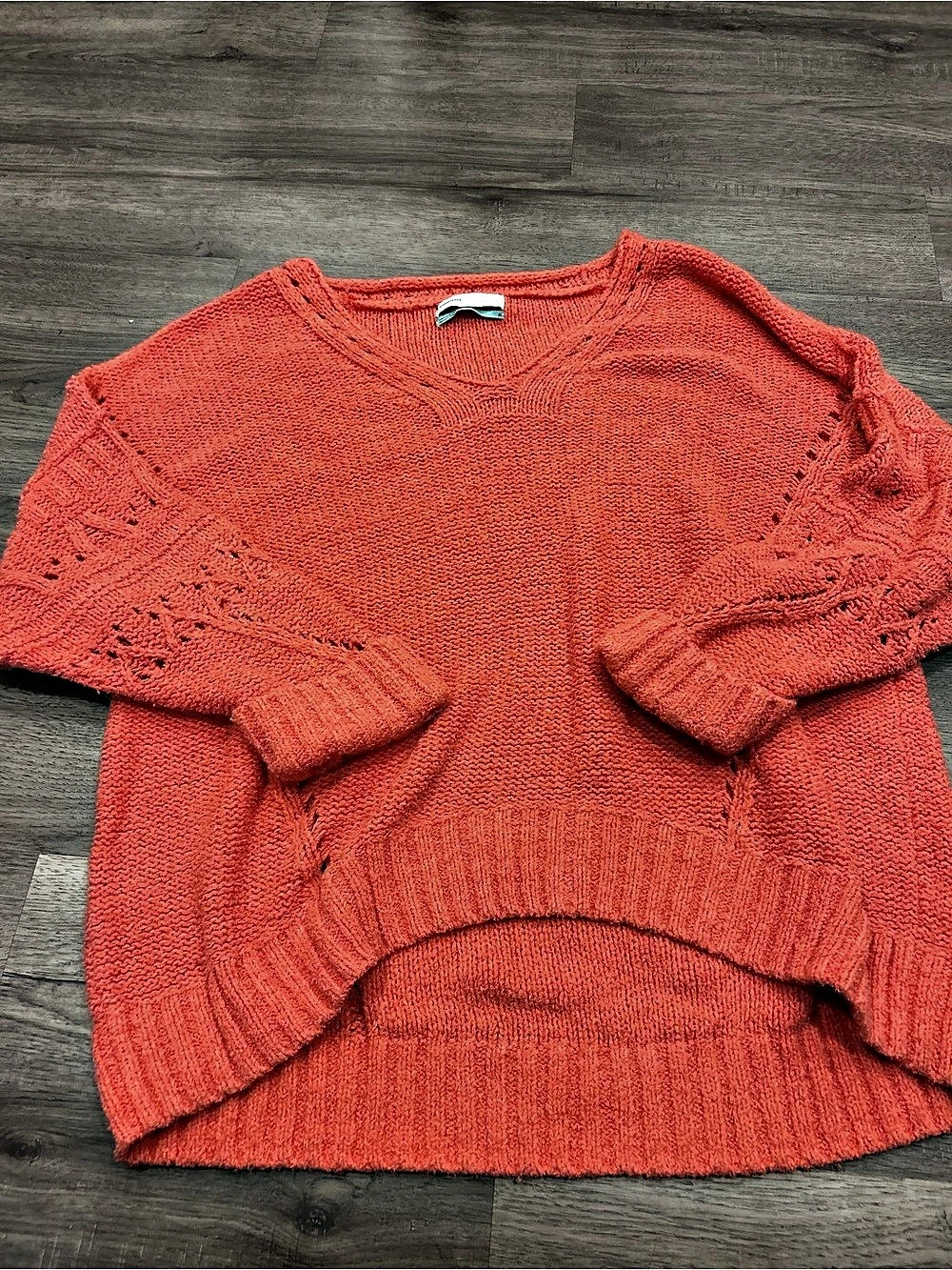 Anthropologie Pilcro sweater Distressed Knit Sweater in Orange Size XXL